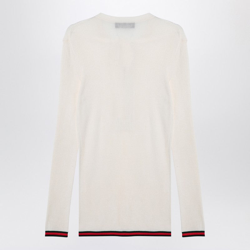 Gucci White Silk Jersey With Web Ribbon Men