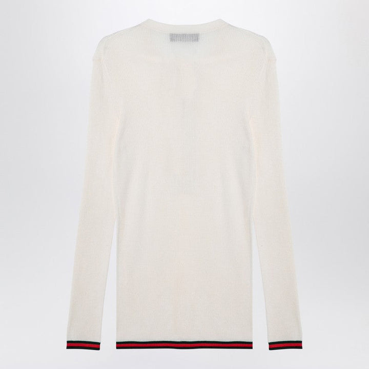 Gucci White Silk Jersey With Web Ribbon Men