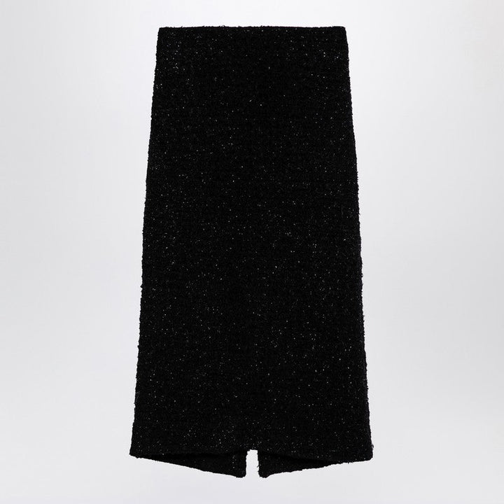 Balenciaga Black Tweed Midi Skirt Women