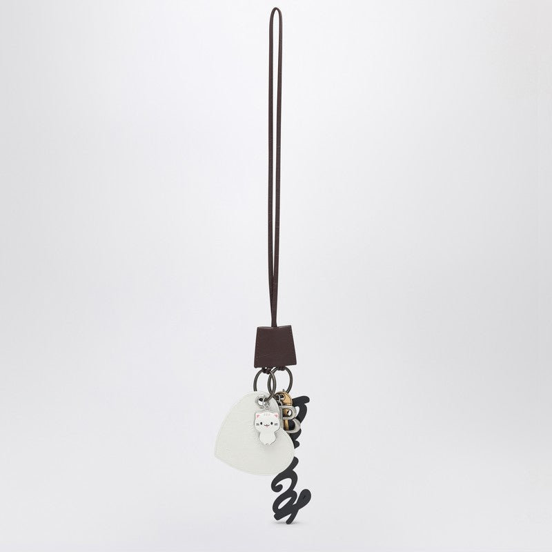 Balenciaga Keychain Charm Heart Le City Burgundy/White Women