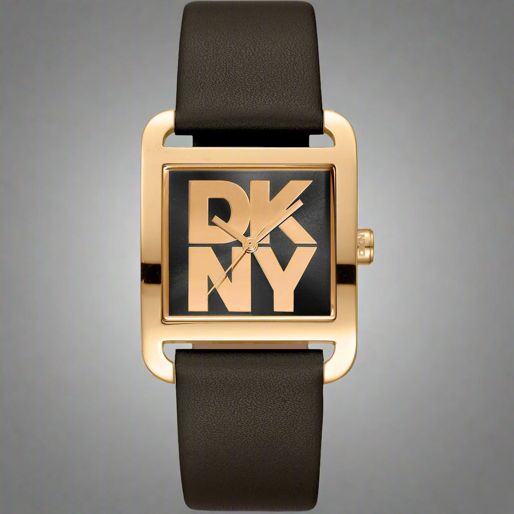 DKNY women's black & gold tone logo Watches