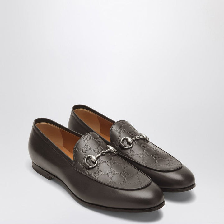 Gucci Brown Leather Gg Moccasin With A Buckle Men