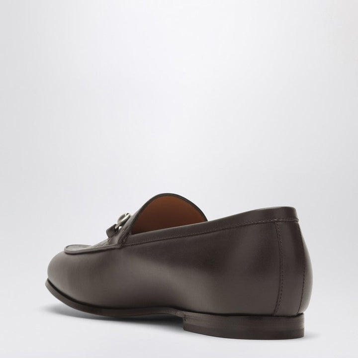 Gucci Brown Leather Gg Moccasin With A Buckle Men