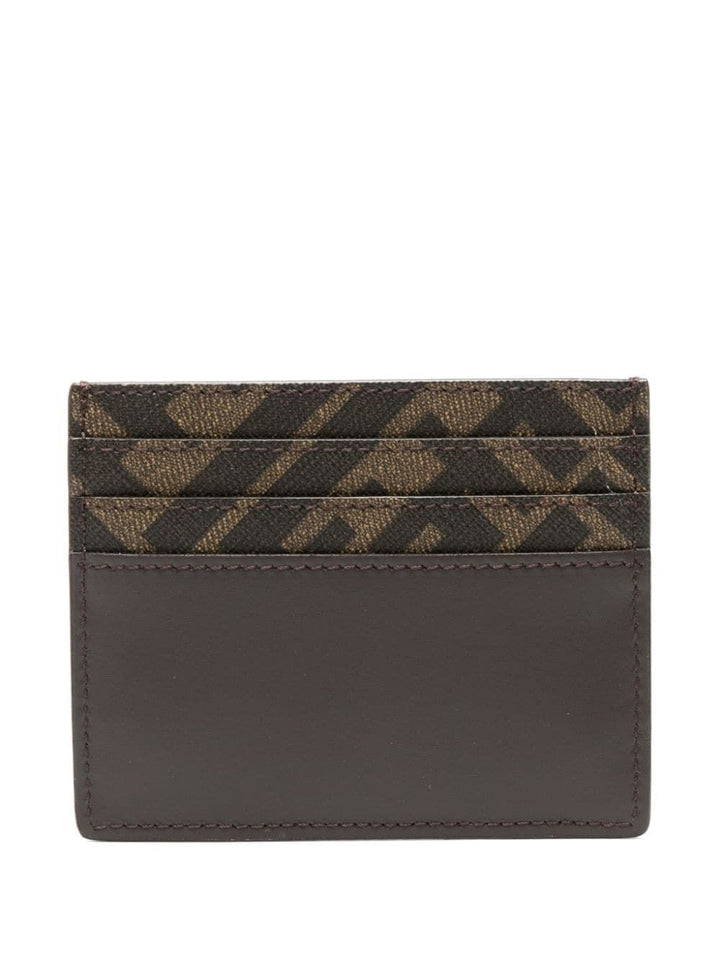 FENDI FF Logo Plaque Mini Leather Cardholder