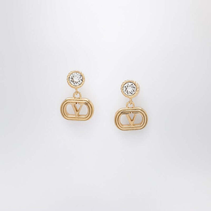 Valentino Garavani Gold Ovalette Earrings With Swarovski Crystals Women