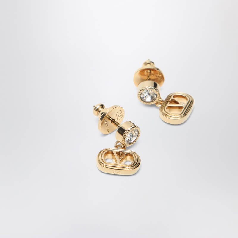 Valentino Garavani Gold Ovalette Earrings With Swarovski Crystals Women