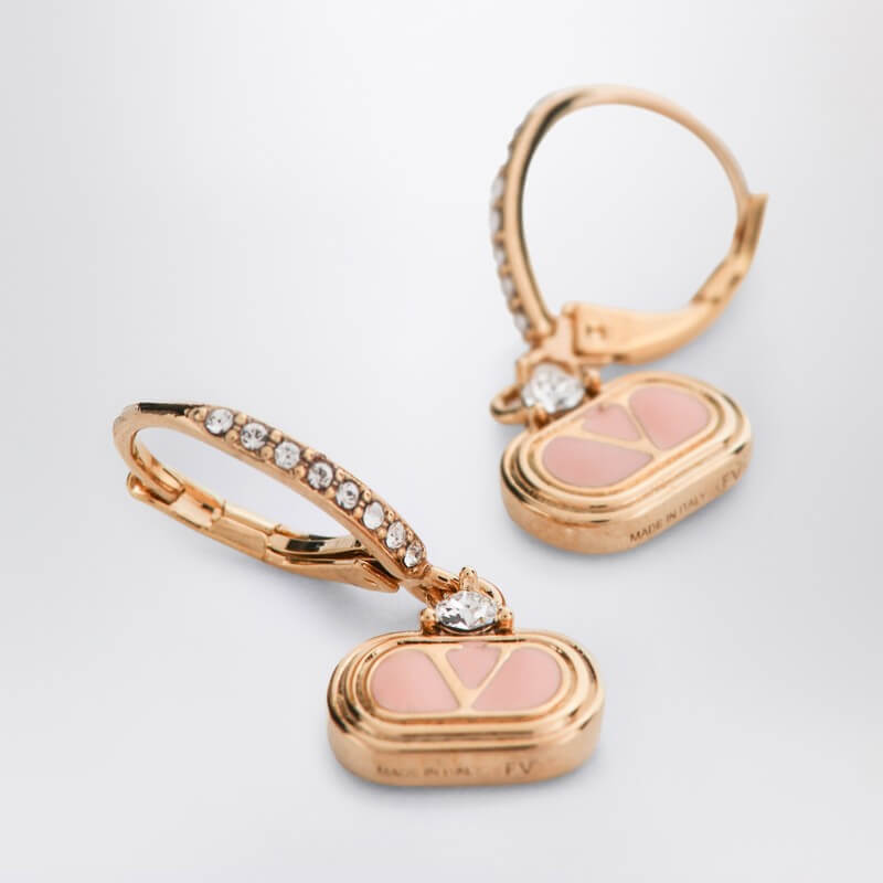 Valentino Garavani Oval Earrings In Metal And Swarovski Crystals Women