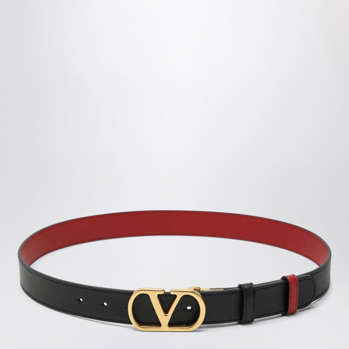 Valentino Garavani Reversible Vlogo Signature Belt In Black/Red Women