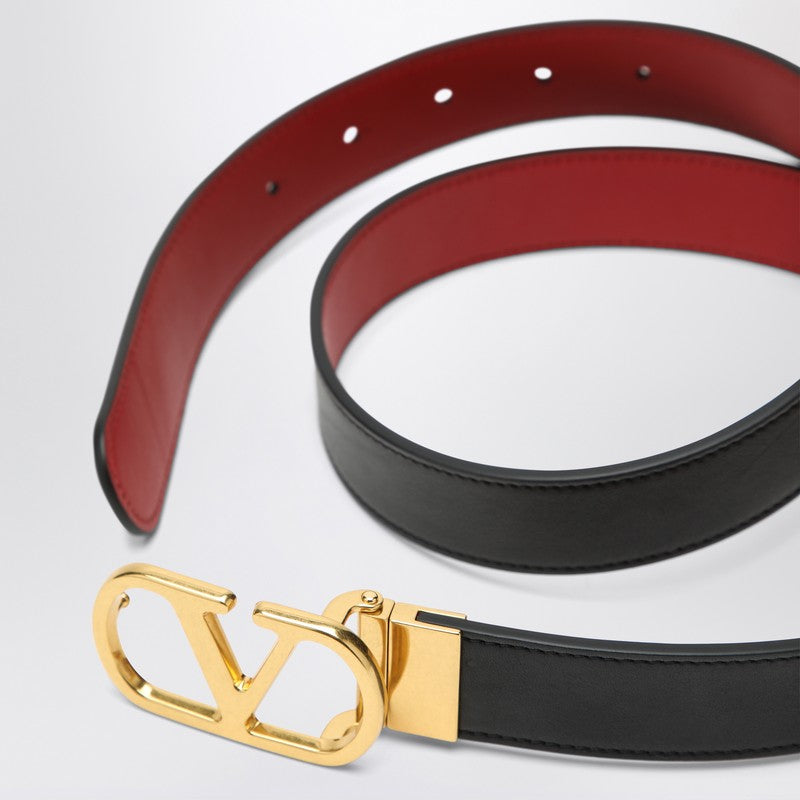 Valentino Garavani Reversible Vlogo Signature Belt In Black/Red Women