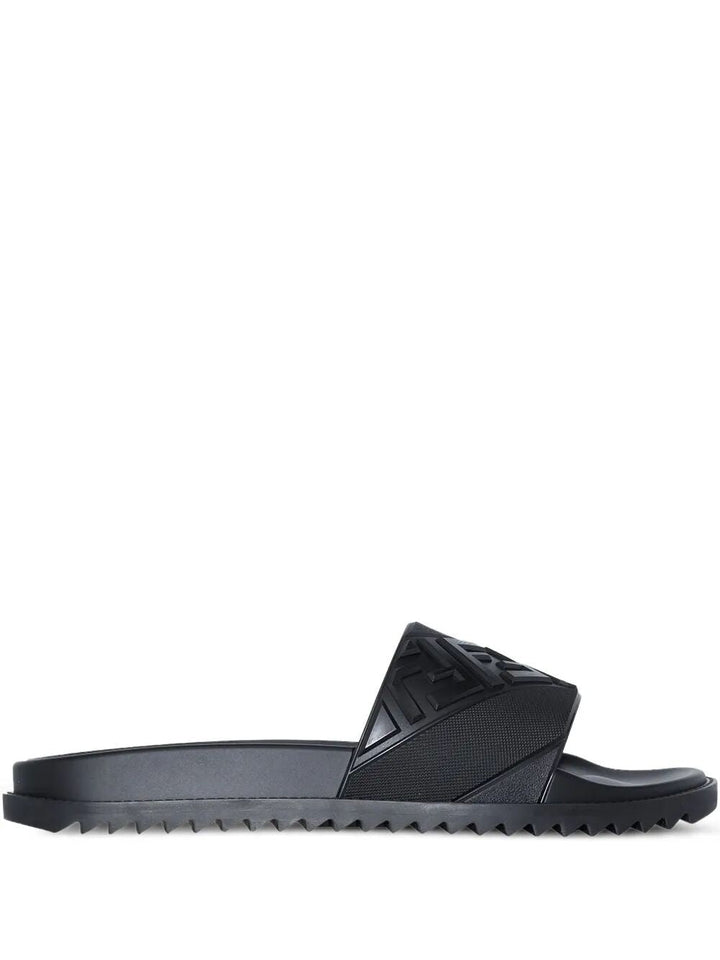 FENDI High Strap Slide Sandals with Embossed FF Motif for Men