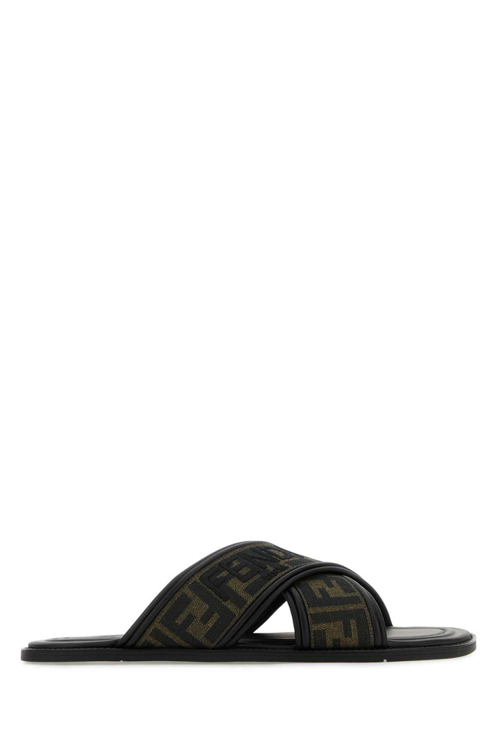 FENDI Embroidered Canvas Fussbett Slippers for Men