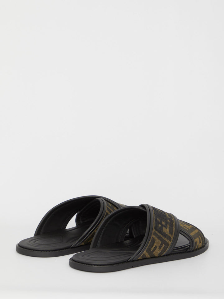 FENDI Embroidered Canvas Fussbett Slippers for Men