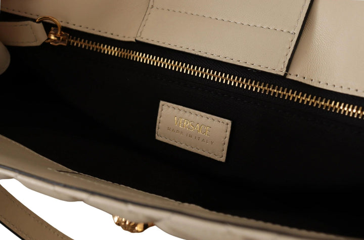 Bolso tote elegante de piel napa acolchada color blanco de VERSACE