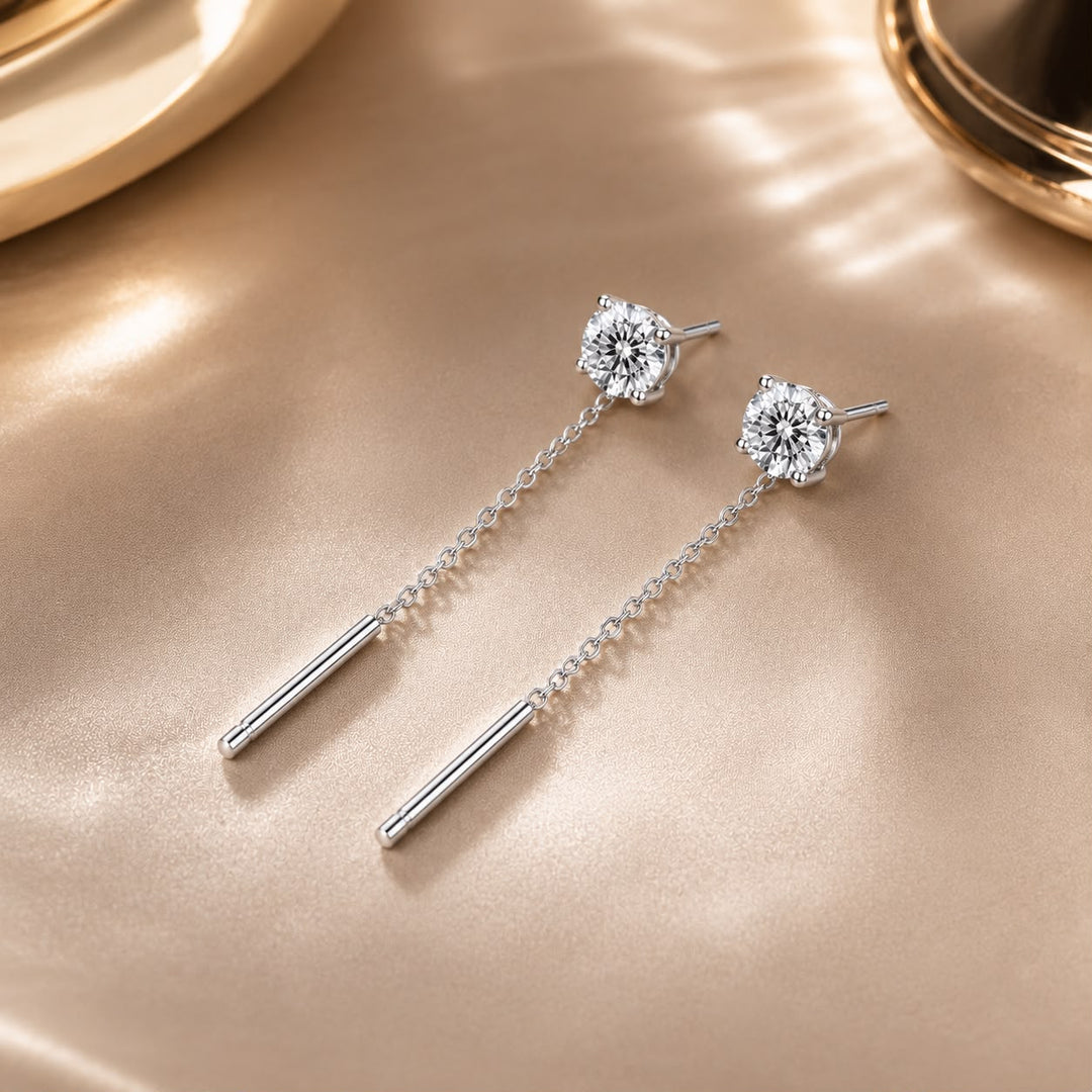 925 Sterling Silver 4.0 Carat Moissanite Earrings for Women