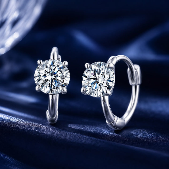 925 Sterling Silver &amp; White Gold Plated 0.5 Carat Moissanite Earrings for Women