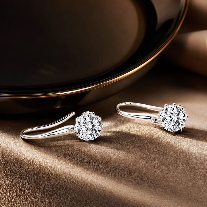 925 Sterling Silver Earrings with Pavé Setting and Platinum Plating