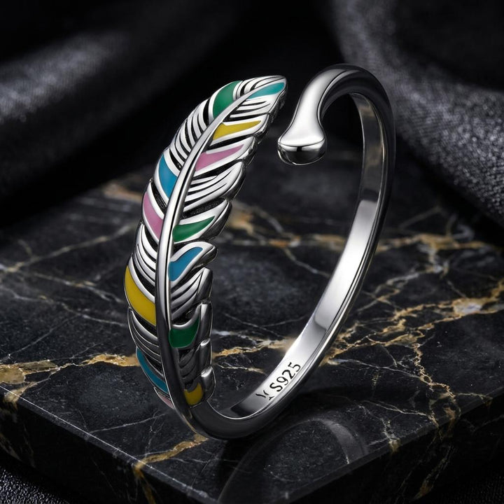 925 Sterling Silver Enamel Oxidized Ring for Women