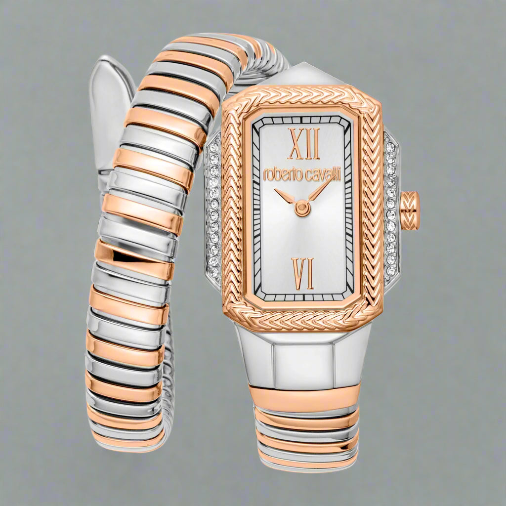 Roberto Cavalli women's two-tone serpent spiral Watches