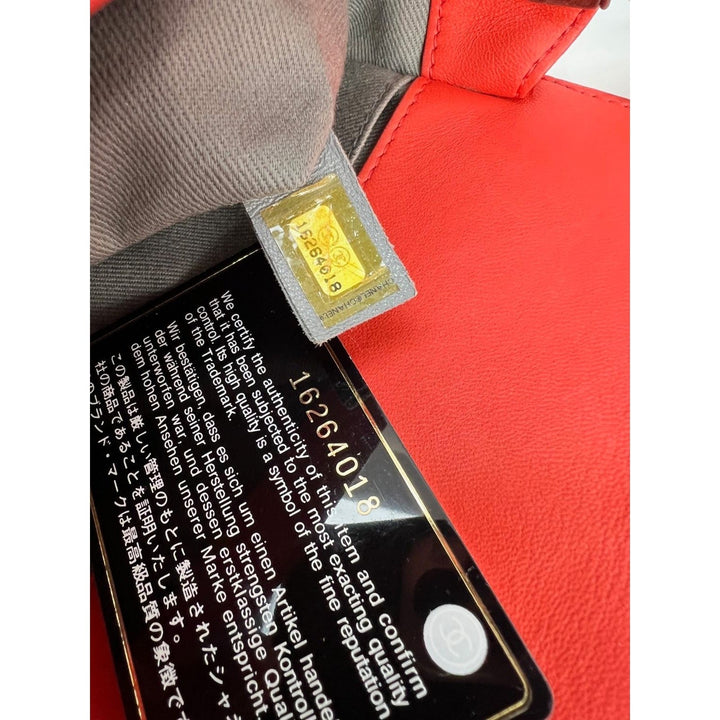 CHANEL Lambskin Quilted Medium Boy Red Flap Bag