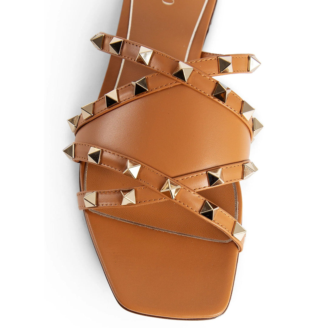 Valentino Garavani Rockstud Leather Flat Sandals Women