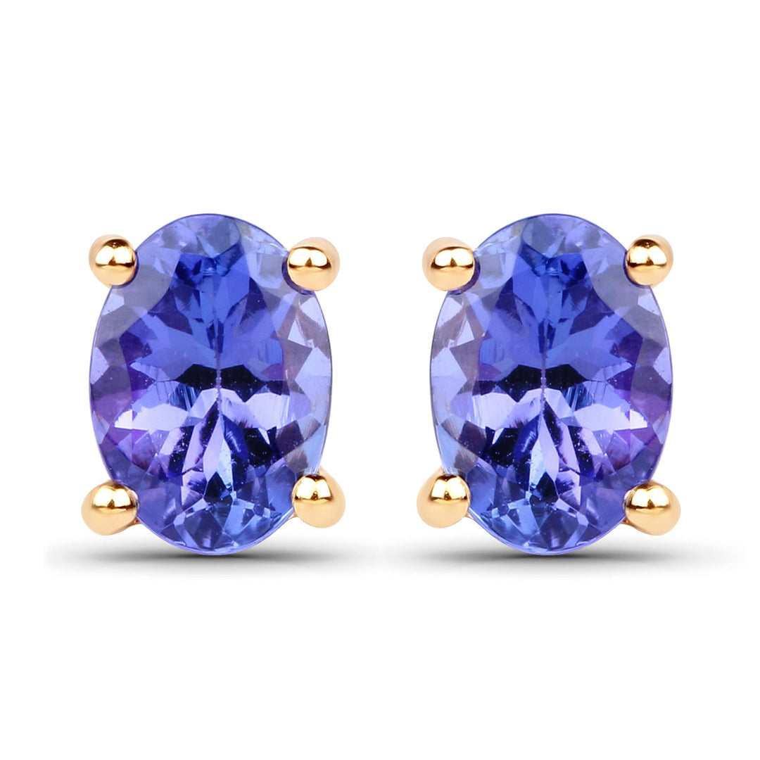 1.24 Carat Genuine Tanzanite 14K Yellow Gold Earrings