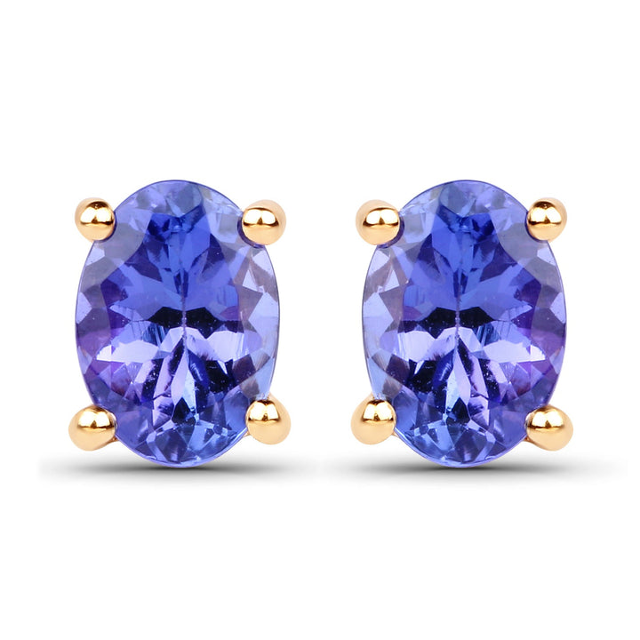 1.24 Carat Genuine Tanzanite 14K Yellow Gold Earrings