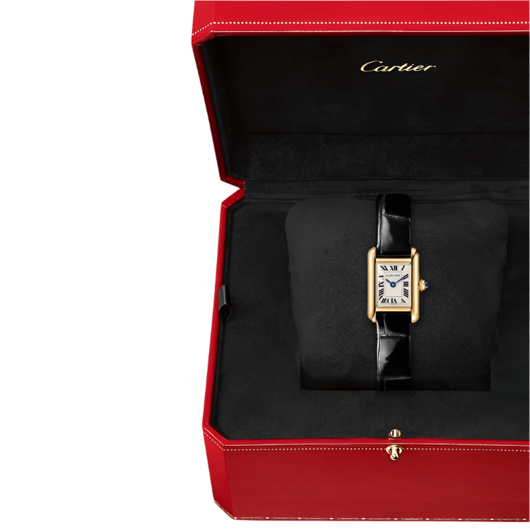 Cartier Tank Louis Cartier Watch, Mini Model, Quartz Movement, Yellow Gold, Leather