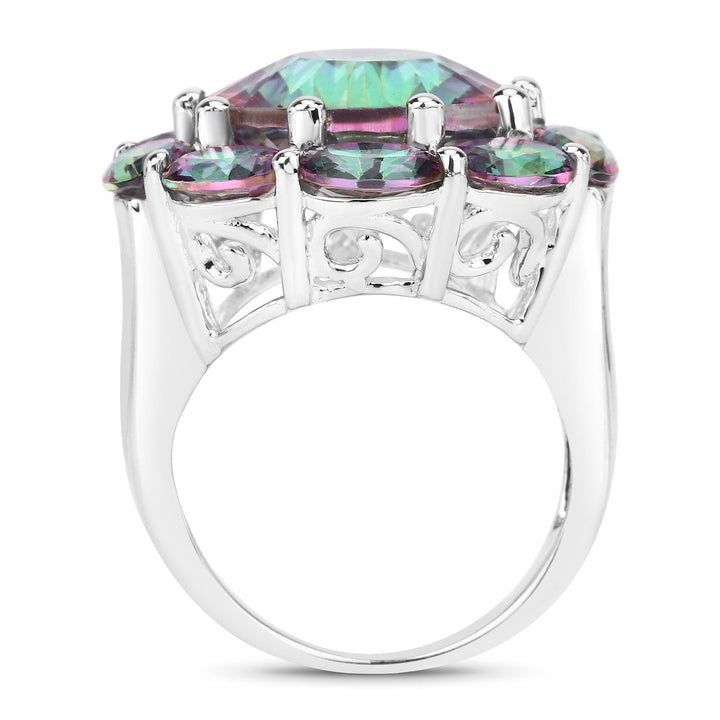 11.45 Carat Genuine Rainbow Quartz .925 Sterling Silver Ring