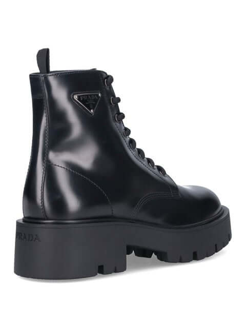 Prada Men Brushed Leather Ankle Boots