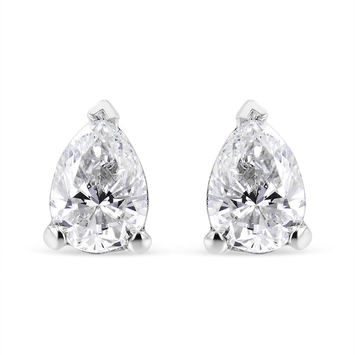 14K White Gold 1/2 Cttw Pear Shape Solitaire Lab Grown Diamond Stud Earrings (F-G Color, VS2-SI1 Clarity)