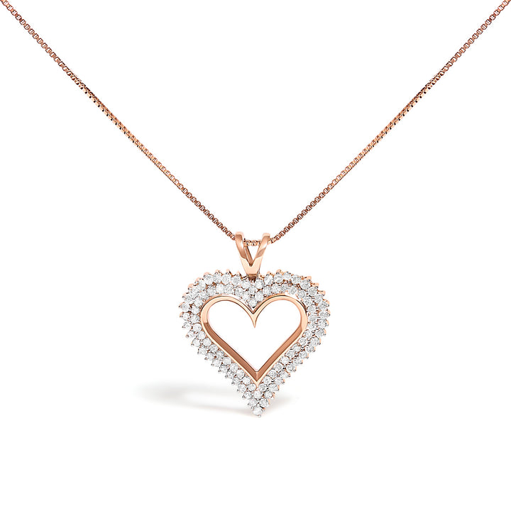 .925 Sterling Silver 1.00 Cttw Diamond Heart 18" Pendant Necklace (I-J Color, I2-I3 Clarity)