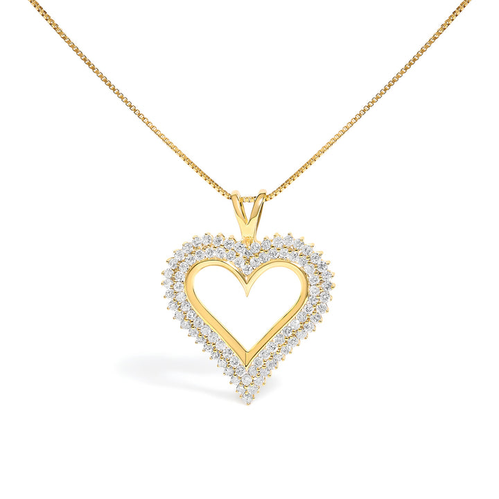 .925 Sterling Silver 1.00 Cttw Diamond Heart 18" Pendant Necklace (I-J Color, I2-I3 Clarity)