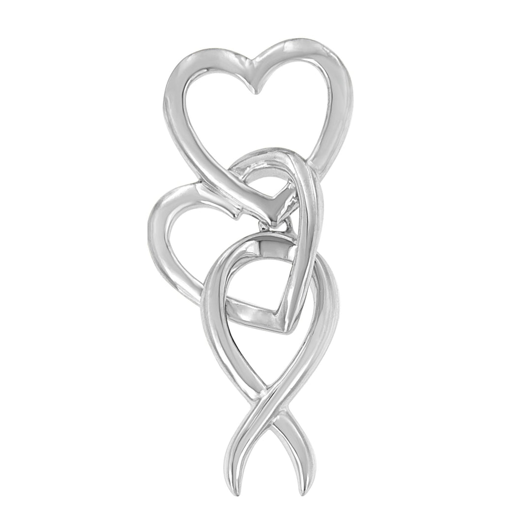 .925 Sterling Silver Double-Heart &amp; Awareness Ribbon Linked Pendant Necklace