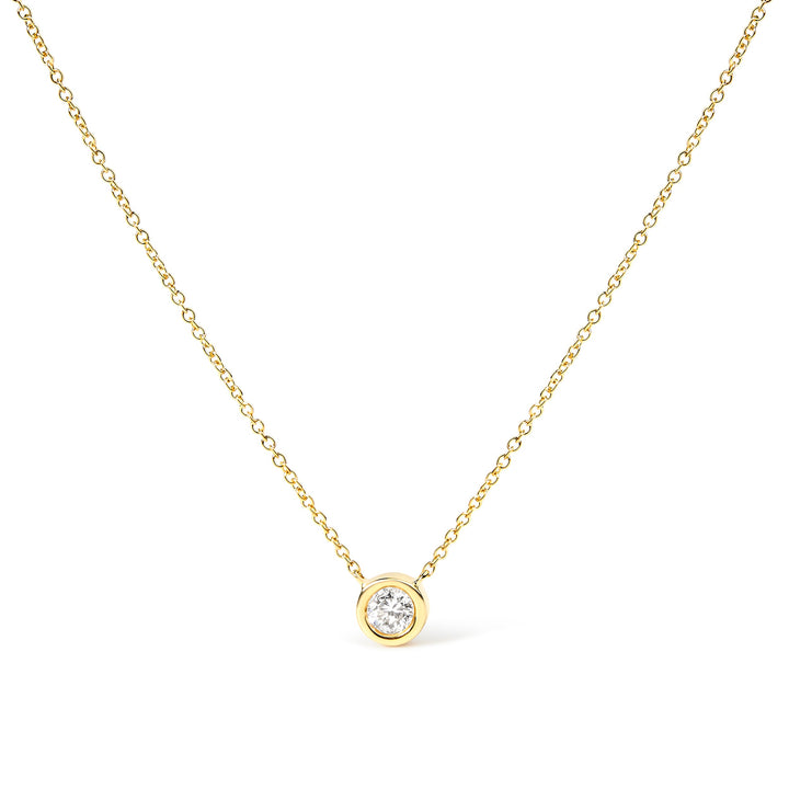 2 Micron 14K Rose Gold Plated Sterling Silver Bezel-Set Diamond Solitaire Pendant Necklace (1/3 cttw, H-I Color, I1-I2 Clarity)