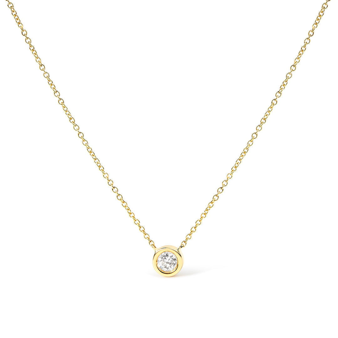 14K White Gold 1/2 Cttw Lab Grown Diamond Modern Bezel-Set Solitaire 16"-18" Pendant Necklace (F-G Color, VS2-SI1 Clarity)