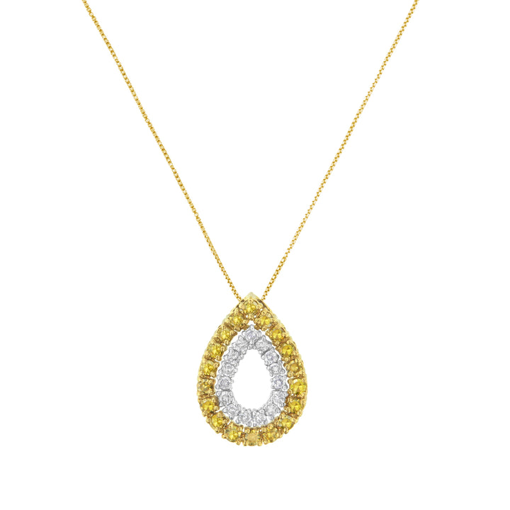 Yellow Gold Plated Sterling Silver Treated Yellow Diamond Pear Shape Pendant Necklace (1/2 cttw, Yellow Color, I2-I3 Clarity)