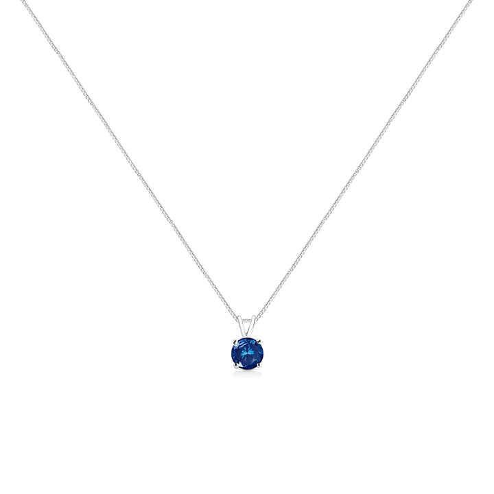 14K White Gold 1/4 Cttw Round Brilliant Cut Lab Grown Blue Diamond 4-Prong Solitaire Pendant Necklace (Blue Color, VVS2-VS1 Clarity) - 18"