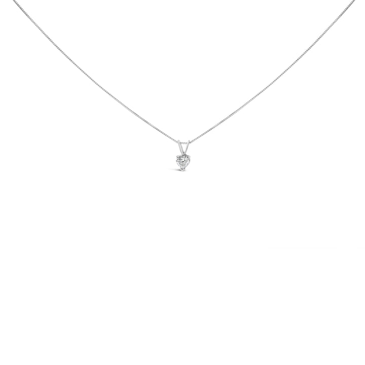 14K White Gold 1/5 Cttw 3-Prong Set Heart Shaped Solitaire Lab Grown Diamond 18" Pendant Necklace (F-G Color, VS2-SI1 Clarity)