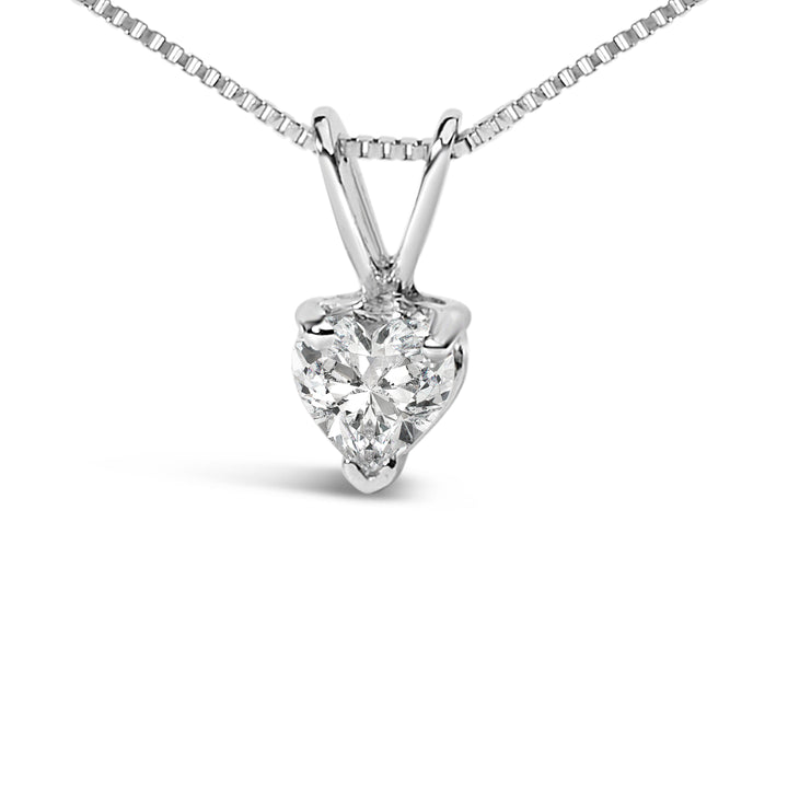 14K White Gold 1/5 Cttw 3-Prong Set Heart Shaped Solitaire Lab Grown Diamond 18" Pendant Necklace (F-G Color, VS2-SI1 Clarity)