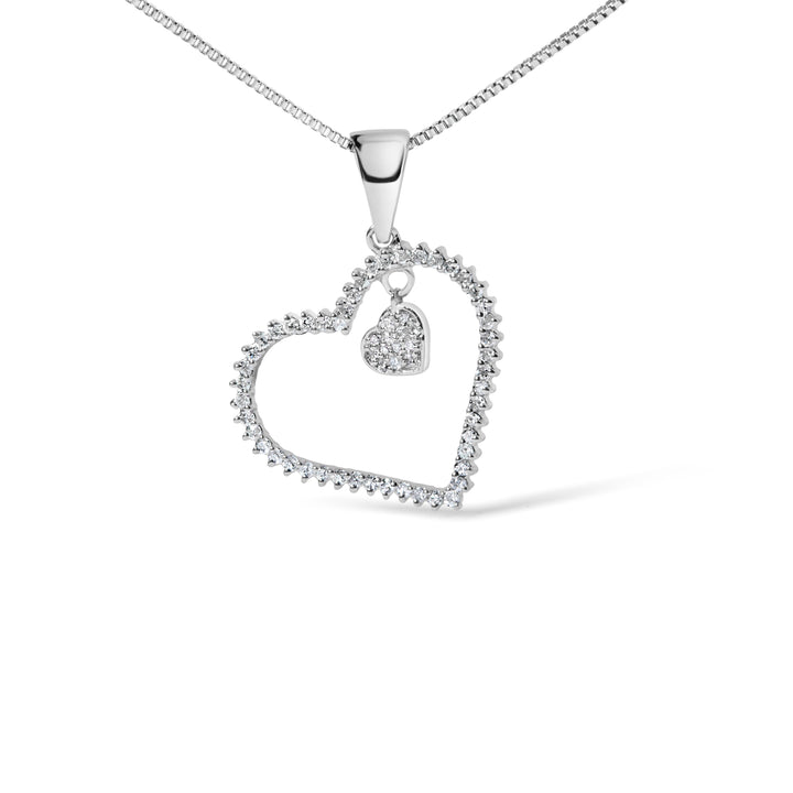 925 Sterling Silver 1/3ct TDW Diamond Heart Pendant Necklace