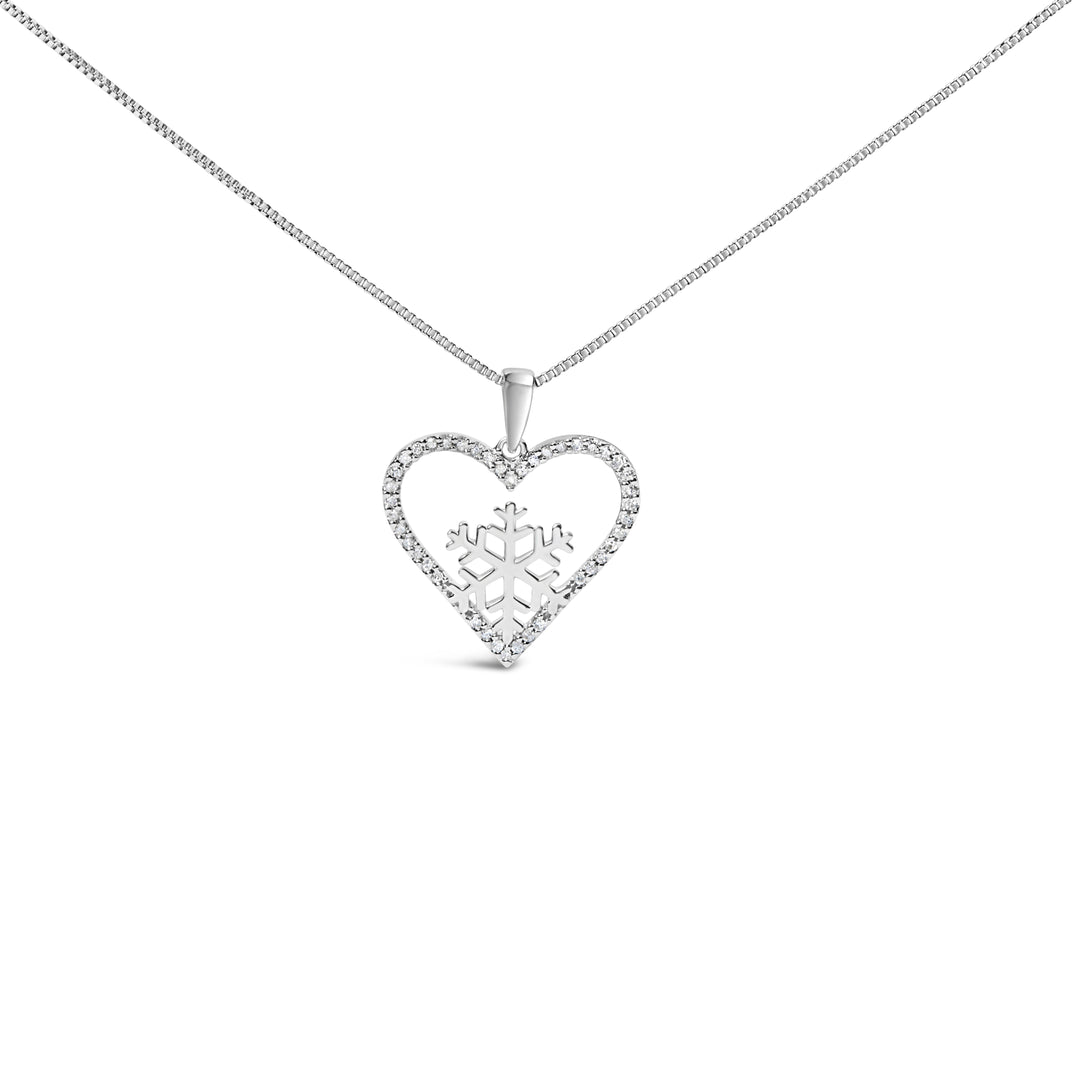 925 Sterling Silver 1/10ct TDW Diamond Heart Pendant Necklace 18"