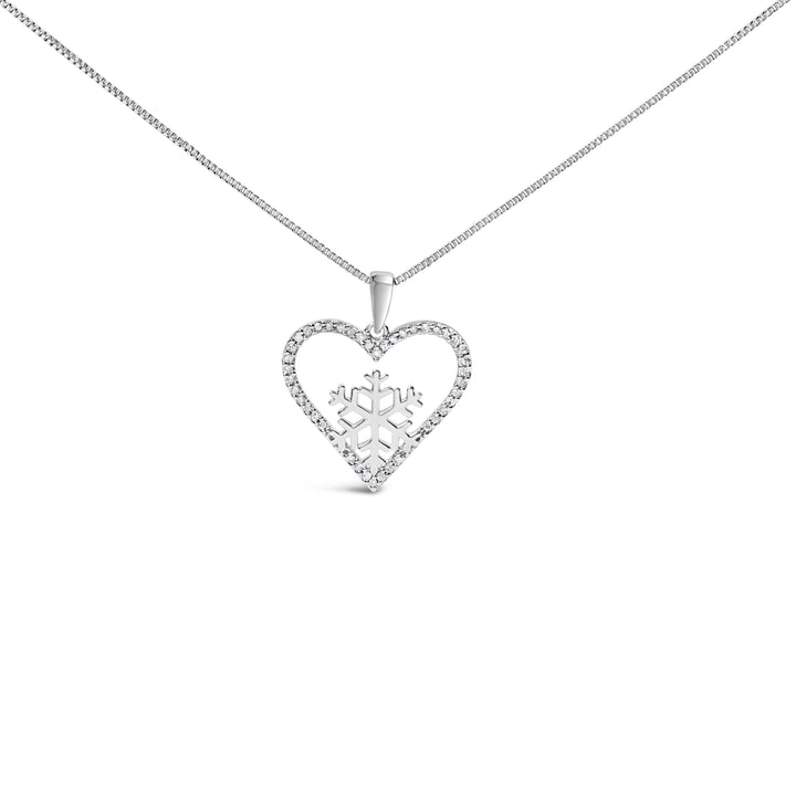 925 Sterling Silver 1/10ct TDW Diamond Heart Pendant Necklace 18"