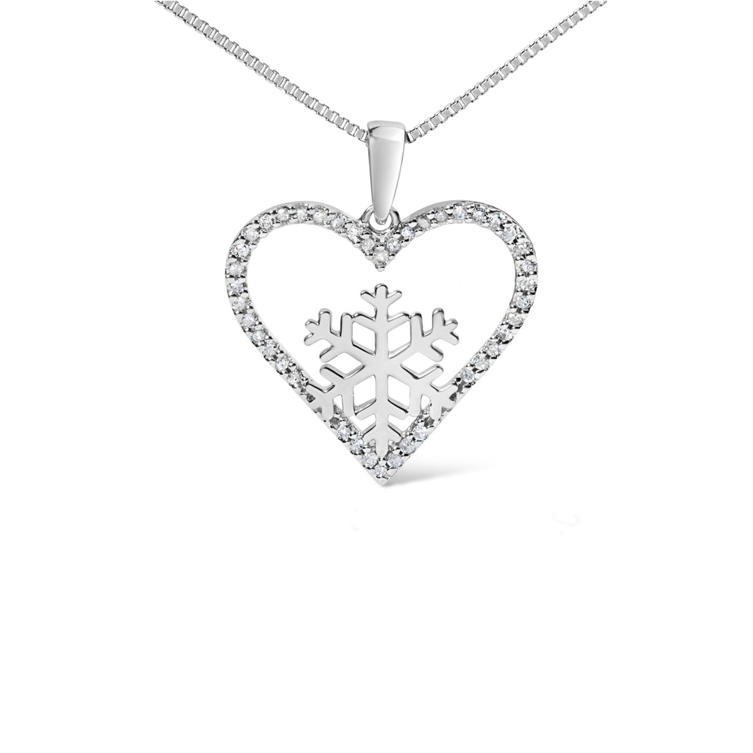 925 Sterling Silver 1/10ct TDW Diamond Heart Pendant Necklace 18"