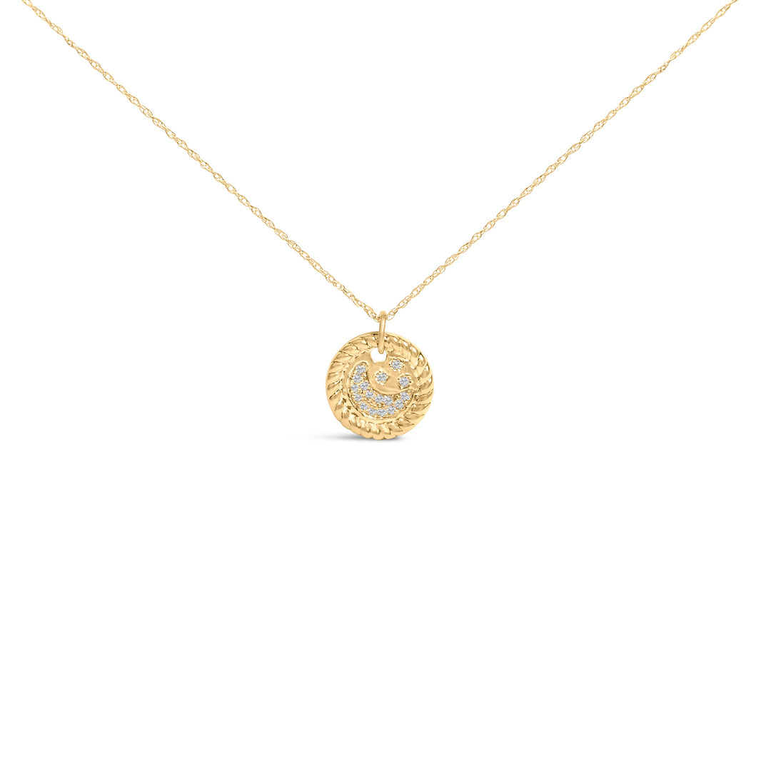 10K Yellow Gold Diamond Accent Crescent Moon Pendant Necklace