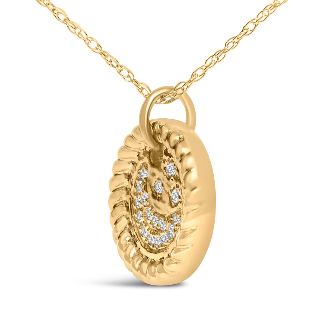 10K Yellow Gold Diamond Accent Crescent Moon Pendant Necklace