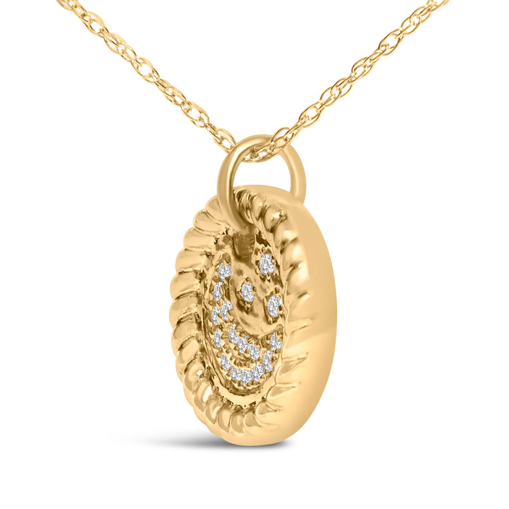 10K Yellow Gold Diamond Accent Crescent Moon Pendant Necklace