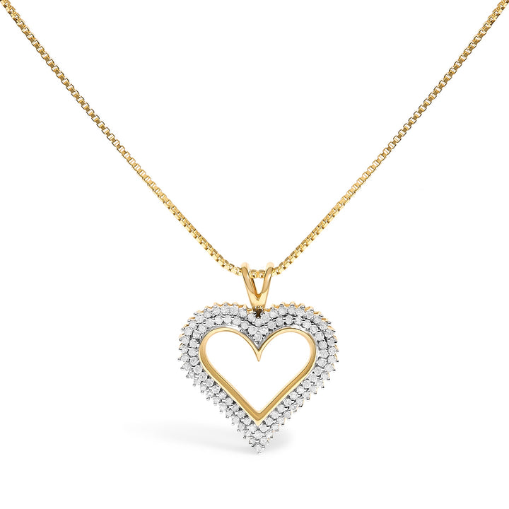 .925 Sterling Silver 1.00 Cttw Diamond Heart 18" Pendant Necklace (I-J Color, I2-I3 Clarity)