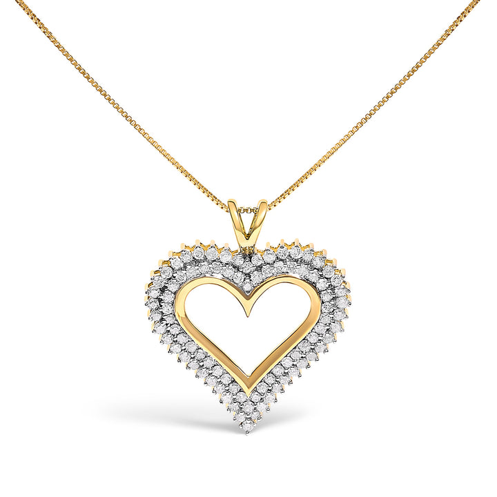 .925 Sterling Silver 1.00 Cttw Diamond Heart 18" Pendant Necklace (I-J Color, I2-I3 Clarity)