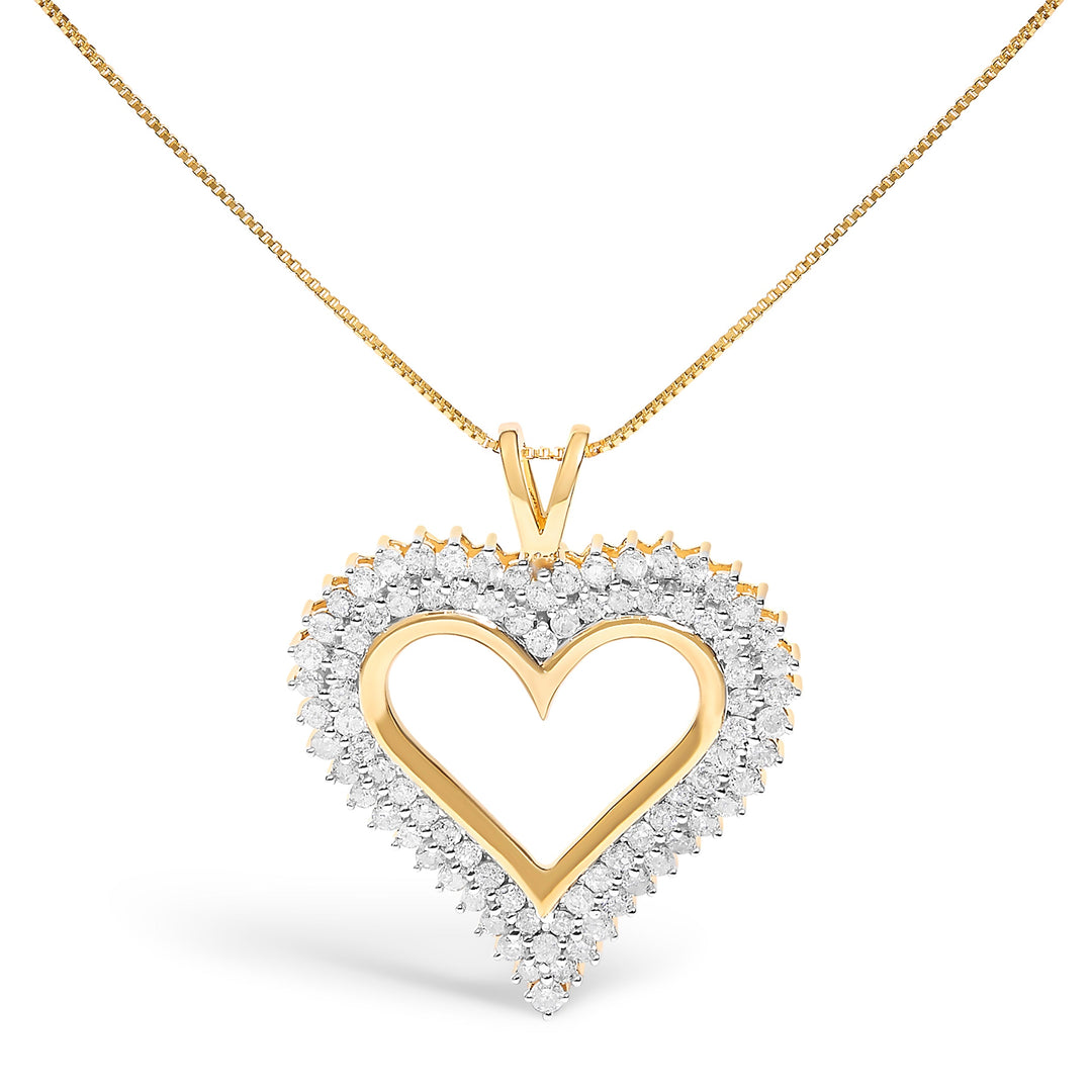 .925 Sterling Silver 1.00 Cttw Diamond Heart 18" Pendant Necklace (I-J Color, I2-I3 Clarity)