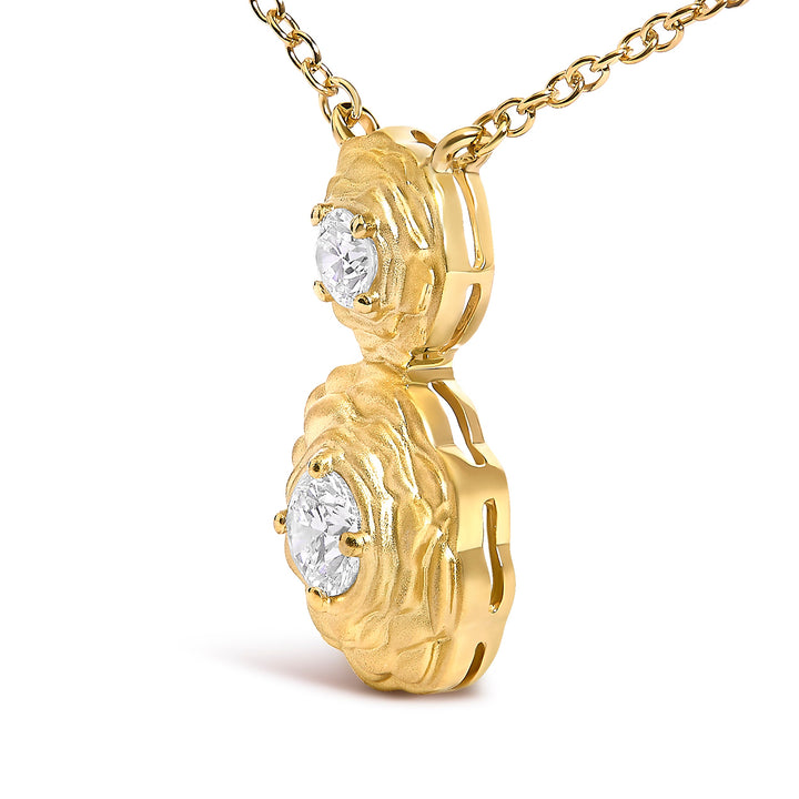 14K Yellow Gold Plated Sterling Silver 1/2 Cttw Lab Grown Diamond Rose Pendant Necklace
